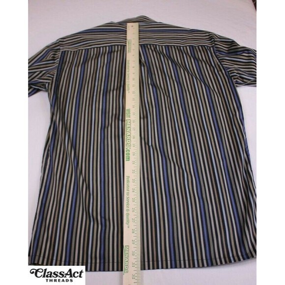 Zanella Mens Shirt Multi Color Striped Button Down Cotton Modern Point Italy M - Picture 3 of 8